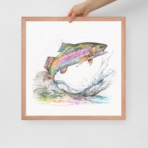 Rainbow Trout Watercolor Painting - Framed Print