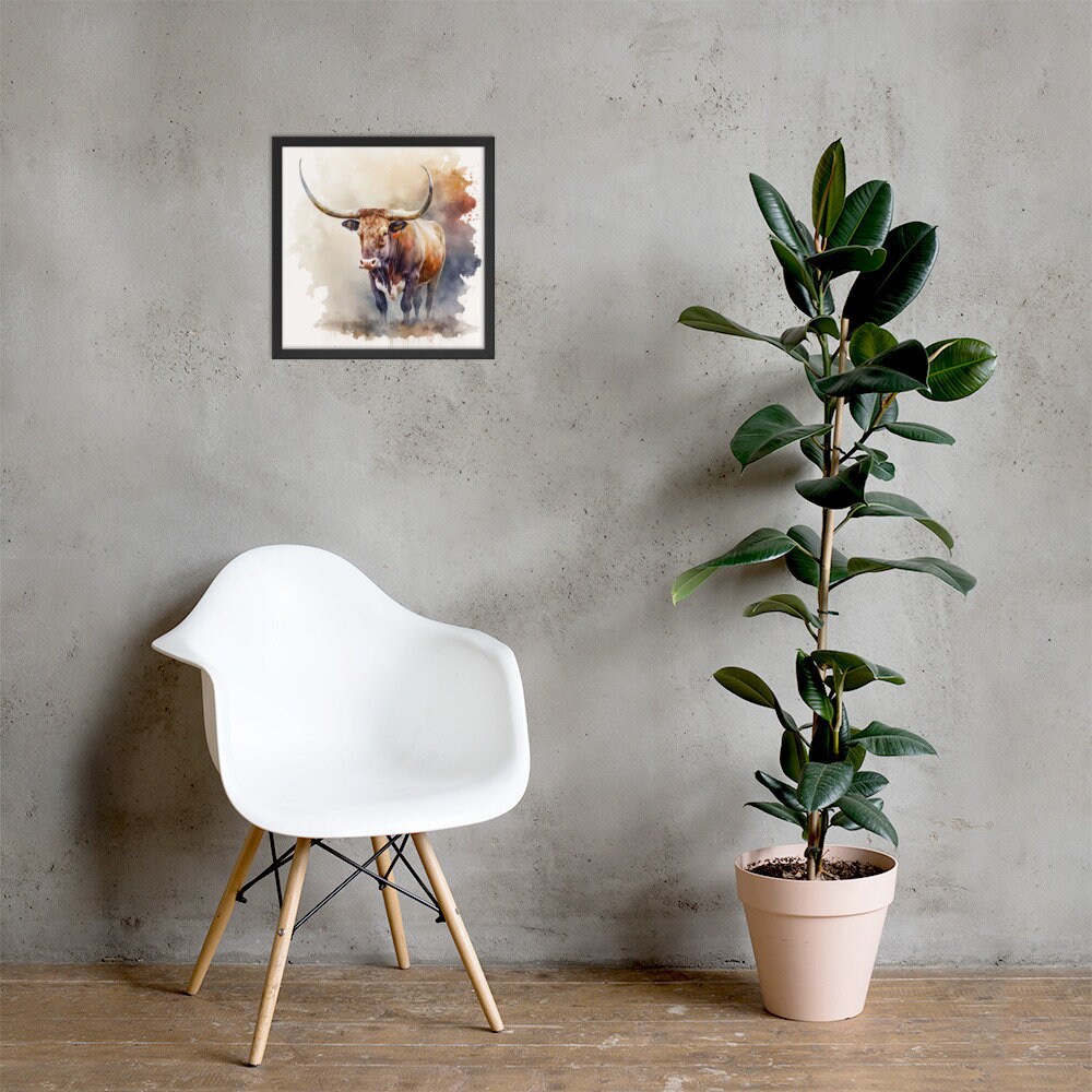 Texas Longhorn Bull Watercolor Painting - Wall Art Print - Etsy