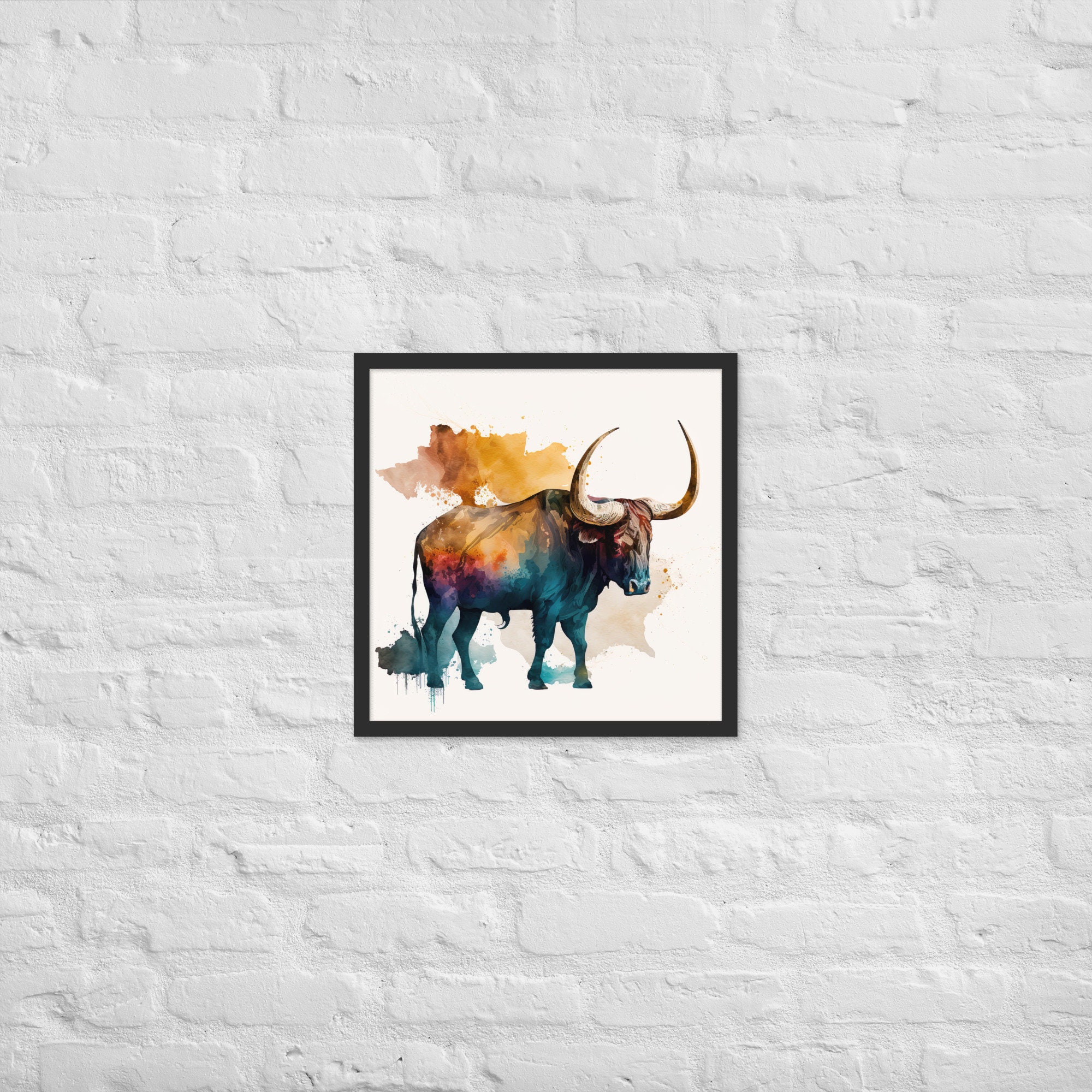 Texas Longhorn Bull Watercolor Painting - Wall Art Digital Print - Etsy