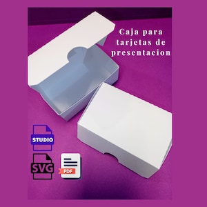 Caixa de cartão de visita, modelo de caixa de cartão de visita, dispensador de cartão de visita, arquivos de corte de estúdio, SVG e PDF.