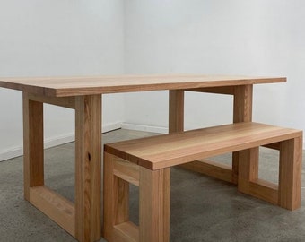 Solid Tassie Oak Dining Table With Bench