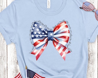 4th of July Bow Shirt, Patriotic Phrases T-Shirt, American Flag Tee, USA Bow Shirt, 4th of July Tee, Patriotic Shirt, Red White and Blue.