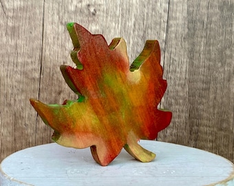 Fall Tiered Tray / Autumn Wood Leaf / Thanksgiving Shelf Decor 4”