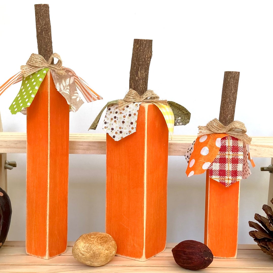 Wood Pumpkin Set / Fall Tiered Tray / Farmhouse Shelf & Table Decor ...