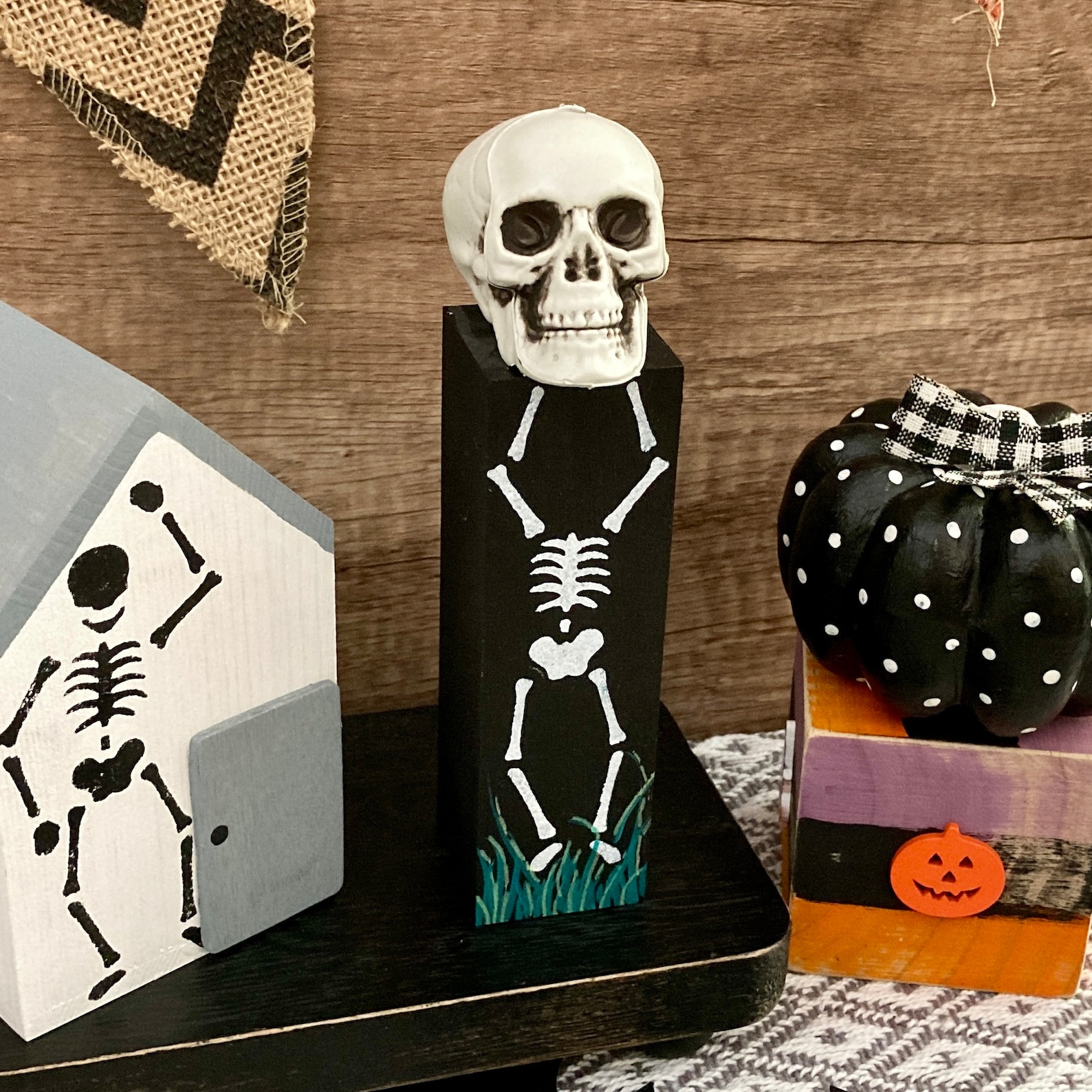 Skeleton Drawers Halloween Skeleton Shelf Sitter / Graveyard Tiered Tray / Haunted Home ...