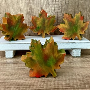 Fall Wood Leaf / Autumn Tiered Tray / Thanksgiving Table and Shelf Decor