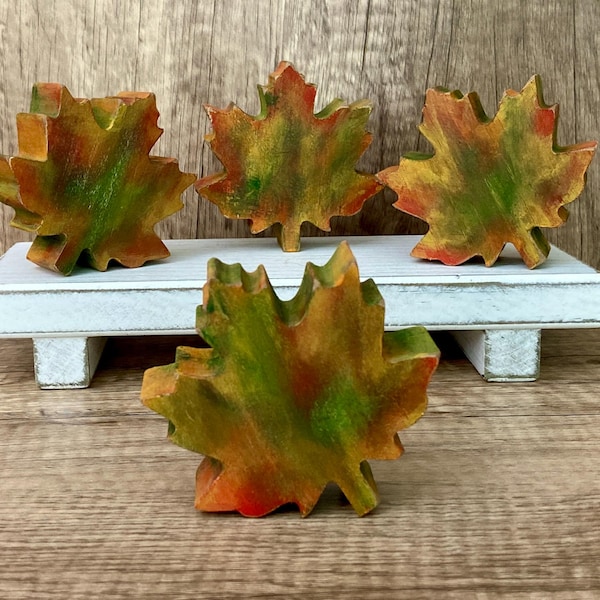 Fall Wood Leaf / Autumn Tiered Tray / Thanksgiving Table and Shelf Decor