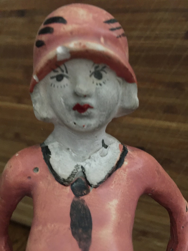 Vintage Chalkware Flapper Girl 1930 Etsy