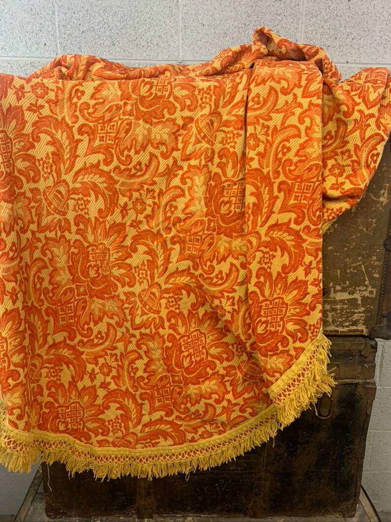 Vintage Mid Century Bates Bedspread Full/queen Orange and Etsy