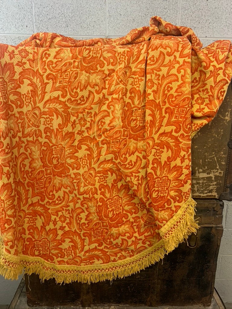 Vintage Mid Century Bates Bedspread Full/queen Orange and Etsy