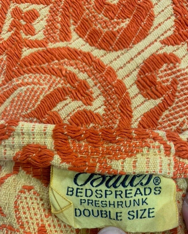 Vintage Mid Century Bates Bedspread Full/queen Orange and Etsy