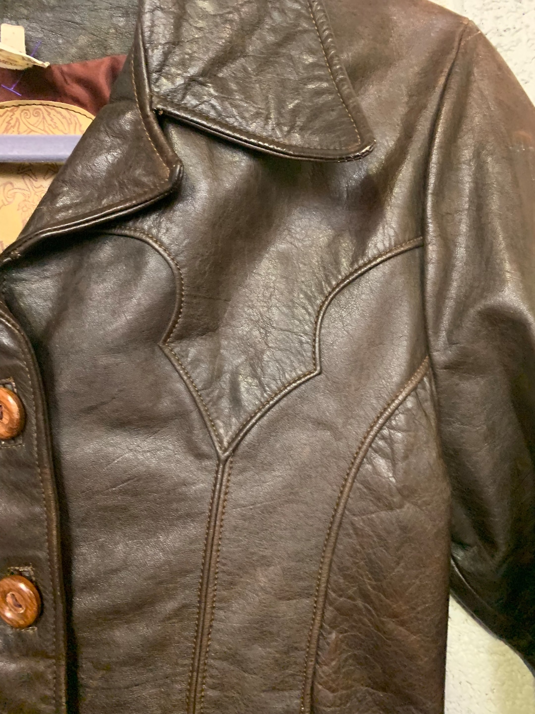 Vintage Womens M & H Leather Jacket With Western Details 13/14 - Etsy