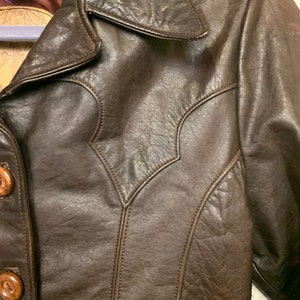 Vintage Womens M & H Leather Jacket with Western details 13/14