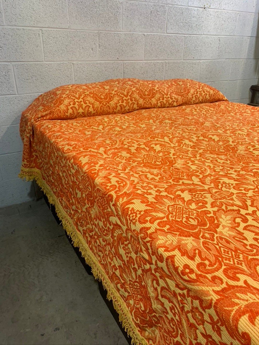 Vintage Mid Century Bates Bedspread Full/queen Orange and Etsy