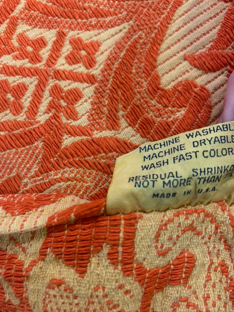 Vintage Mid Century Bates Bedspread Full/queen Orange and Etsy