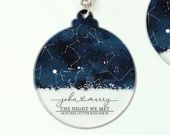 Custom Constellation Star Map Keychain, Valentine Gift for Him, Couple Keyring, Custom star map by date, Night Sky by Date, The Night We Met