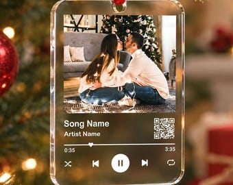 Custom Song Photo Ornament, Personalized Couple Christmas Ornament, Christmas Gifts For Him, Boyfriend Gifts, Couple Keepsake, Wedding Gifts