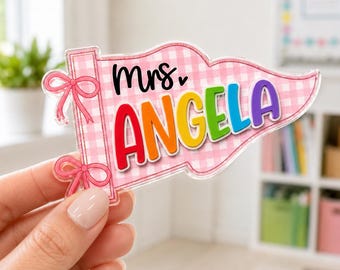 PennantTeacher Acrylic Magnet, Personalized Classroom Magnet, Custom Teacher Name Gift, Back To School Gift, Teacher Keepsake