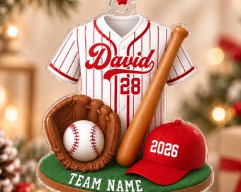 BULK ORDER Personalized Baseball Ornament, Baseball Player Christmas Ornament, Baseball Team Keepsake, Baseball Team Gift, Christmas Gifts