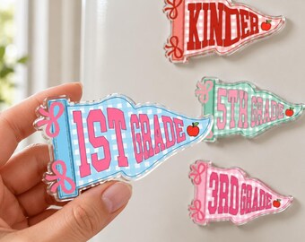 Personalized Teacher Acrylic Magnet, Custom Grade Level Magnet, Back To School Gift, New Teacher Gifts, First Grade Classroom Decor