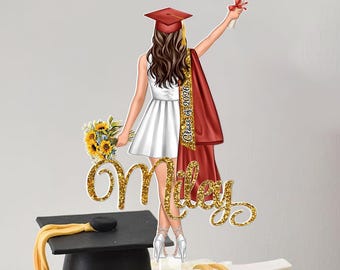 Personalized Graduation Cake Topper, Class of 2026 Acrylic Grad Gift