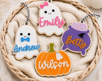 Custom Halloween Name Tag, Personalized Halloween Basket Tag, Halloween Boo Kids Basket Tag, Trick or Treat Bag Tags, 3D Candy Bucket Tag
