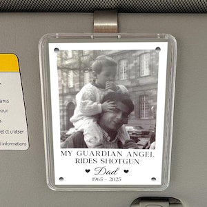 Personalized Memorial Photo Car Visor Clip: Remembrance Gift for Loss of Dad image 1