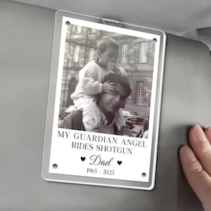 Personalized Memorial Photo Car Visor Clip: Remembrance Gift for Loss of Dad image 3