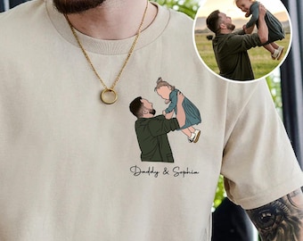 Custom Photo Portrait Shirt for Dad, Personalized Gift