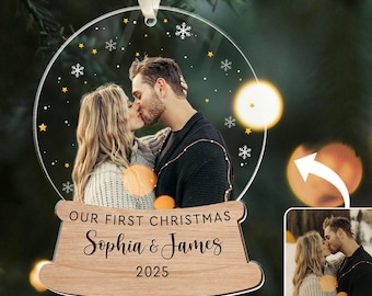 Personalized First Christmas Ornament: Couple Photo, Anniversary Gift