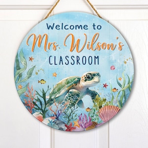 Personalized Ocean Theme Teacher Door Sign: Classroom Decor
