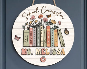 Personalized School Counselor Door Sign: Mental Health Gift