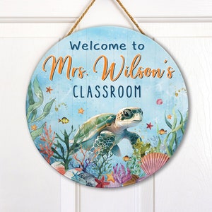 Teacher Gifts, Teacher Door Sign, Ocean Sea Themed Door Sign, Classroom Door Hanger, Back To School, Classroom Welcome Sign, Classroom Decor
