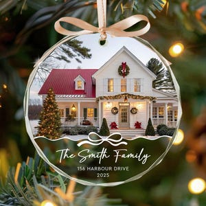 Personalized New Home Photo Ornament, Housewarming Gift, Family Name Keepsake