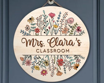 Floral Teacher Sign, Classroom Welcome Sign, Gift for Teacher, Classroom Decor, Back To School Gift, Teacher Door Hanger, School Door Sign