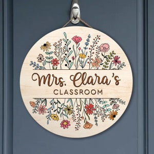 Floral Teacher Sign, Classroom Welcome Sign, Gift for Teacher, Classroom Decor, Back To School Gift, Teacher Door Hanger, School Door Sign