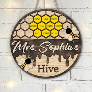 Teacher Door Sign, Bee Hive Classroom Door Sign, Bee Classroom Decorations, Bee Themed Classroom Decor, Back To School Gift, Teacher Signs