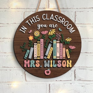 Personalized 3D Teacher Door Hanger, Teacher Appreciation Gifts, Custom Teacher Name Sign Plate for Desk, Teacher Gift, Teacher Welcome Sign