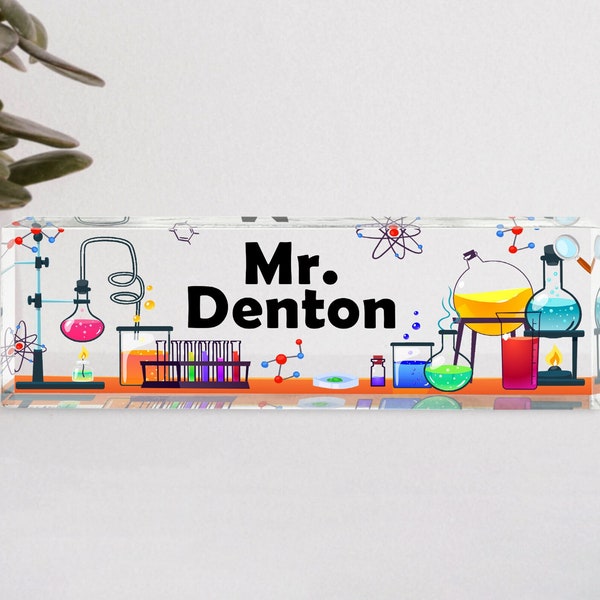 Science Lab Teacher Sign, Personalized Teacher Desk Name Plate, Teachers Desk, Teacher Acrylic Plaque, Back to School Gift, Science Teacher