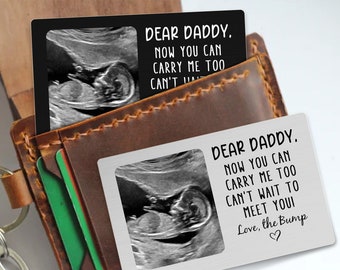 New Baby Sonogram Gift, Custom Ultrasound Photo Wallet Card, I can't wait to meet you Card, Dad Est Gift, Baby Reveal Pregnancy Announcement