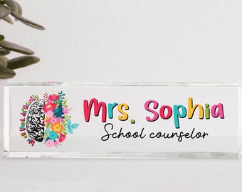 School Counselor Desk Name Plate: Acrylic Office Decor
