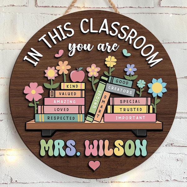 Custom Teacher Door Hanger, Classroom Decor, Back to School Gift