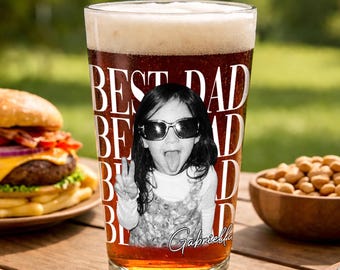 Custom Photo Dad Beer Glass, Fathers Day Gift For Dad, Funny Dad Gifts With Kids Photo, Best Dad Ever Gift, Dad Gifts, Gift For Husband