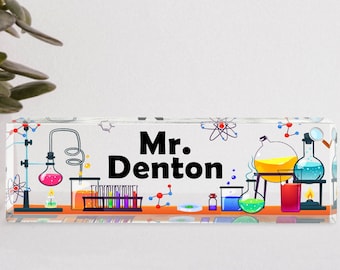 Science Lab Teacher Sign, Personalized Teacher Desk Name Plate, Teachers Desk, Teacher Acrylic Plaque, Back to School Gift, Science Teacher