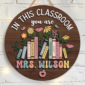 Personalized Teacher Door Hanger: 3D Custom Name Sign