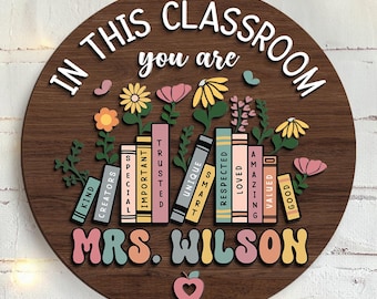 Personalized Teacher Door Hanger: 3D Custom Name Sign