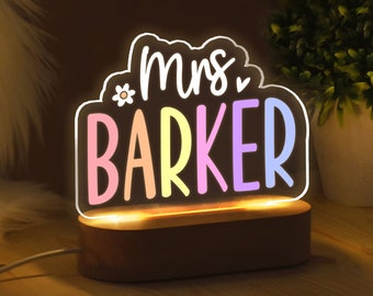 Personalized Teacher Desk Sign: Custom Acrylic LED Name Plate