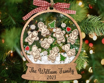 Custom Family Christmas Ornament, 4D Customized Cookie Ornament Gift, Gingerbread Family Ornament 2023, 4D Shaker Ornament, Family Keepsake