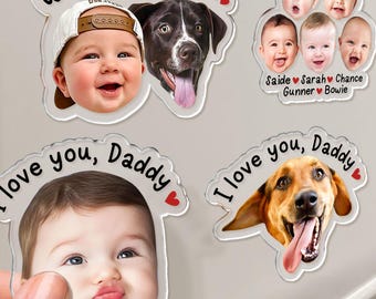 Personalized Baby Face Photo Magnet for Dad, Funny Pet Family Keepsake, Custom Fathers Day Gifts for Father, Custom Photo Acrylic Magnet