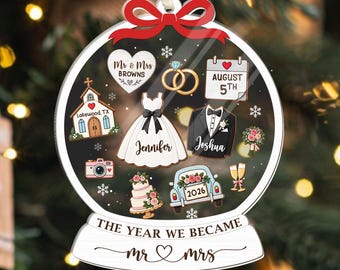 Personalized Wedding Shaker Ornament, 4D Shake Christmas Ornament, The Year We Became Mr Mrs Christmas Ornament, Wedding Keepsake Decor